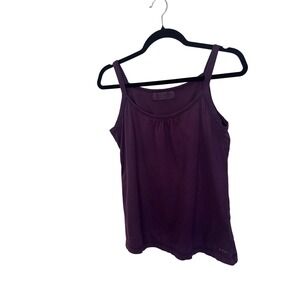 Three Hearts Womens Tank Top Size M Purple Cotton Cami Heart Logo Minimalist